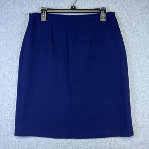 Pencil Skirt Women's 12P Navy‎ Blue Career Office Back Zip Classic Fit Workwear